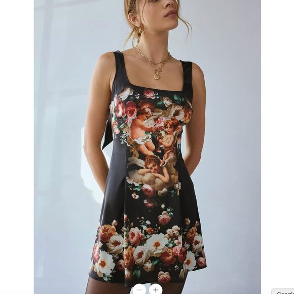 Urban Outfitters UO Bri Double Bow Sleek Satin Mini Dress Size Small - Picture 3 of 10